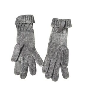 Fownes Knit Winter Gloves Ribbed Cuff Button Acrylic Gray One Size NWT